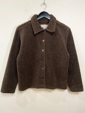 EUC Vintage Teddy Bear Fleece Jacket Chocolate Brown Small